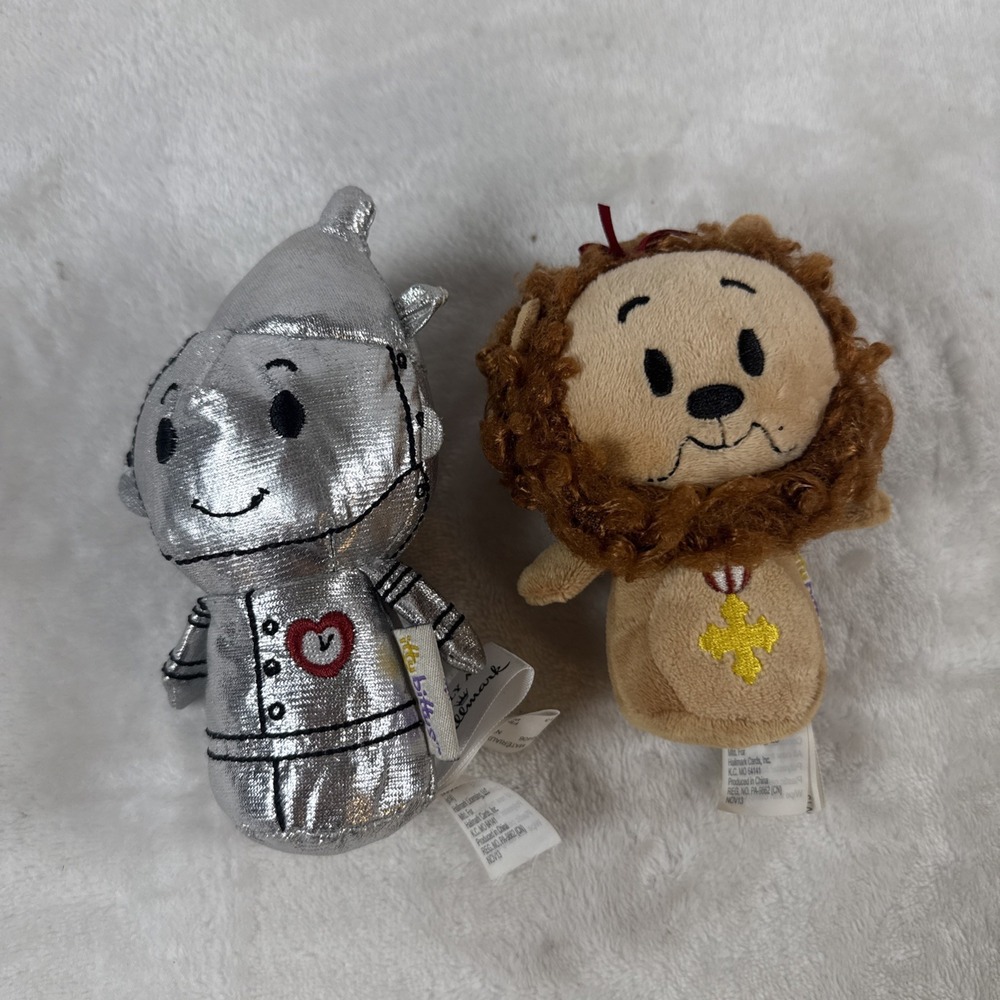 Hallmark Itty Bittys Wizard of Oz Lot of 2 Cowardly Lion & Tin Man Plush Toys 5" - Picture 1 of 7